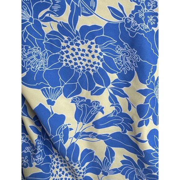 J. Crew Blue Floral Swimsuit Size 10 Ruched V Neck One Piece Full Coverage Boho - Picture 5 of 9